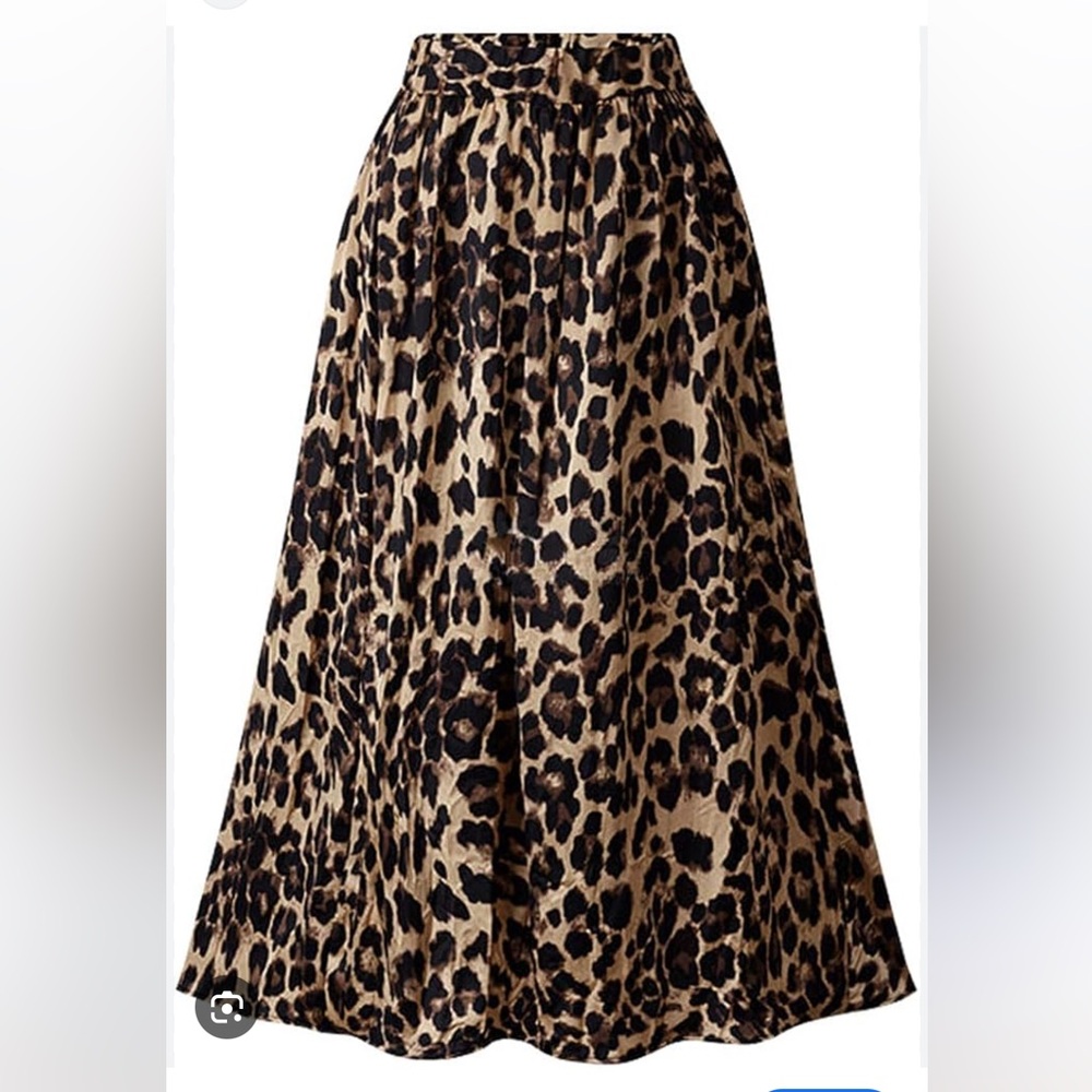 Leopard Print A-Line Skirt